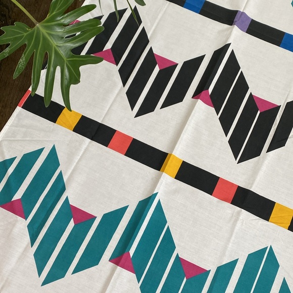 Vintage Dan River Aztec No Iron Percale 3 Curtain Panels. Made in USA. - Picture 2 of 7